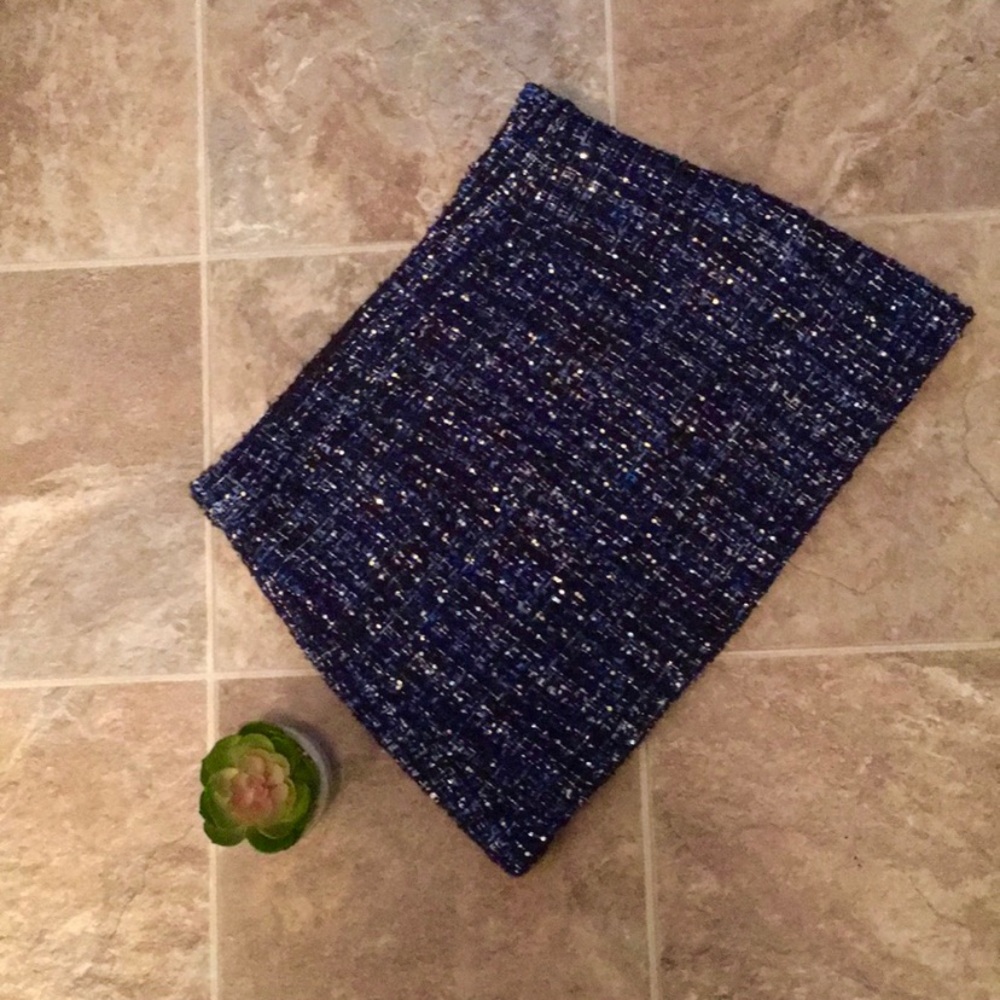 Navy/silver tweed mini skirt